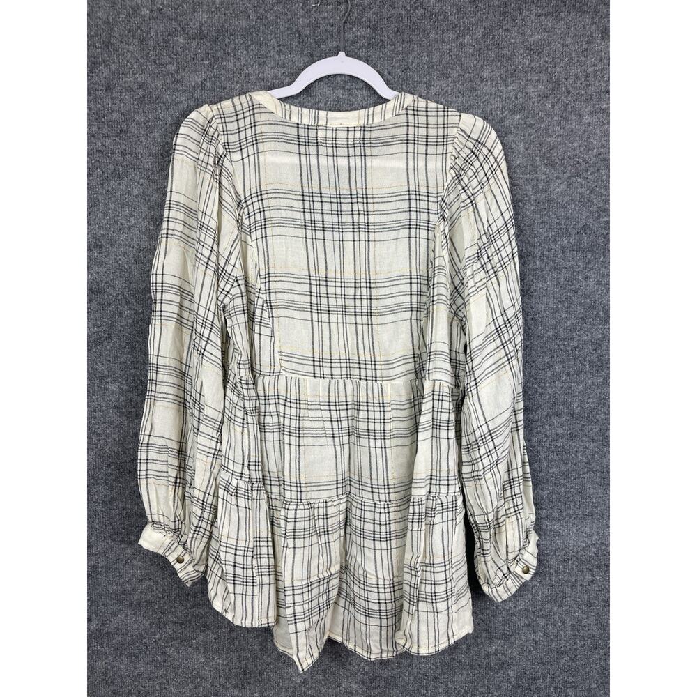 Anthropologie Darlene Plaid Peasant Blouse Women’s Size M Lightweight Wool Blend - Picture 9 of 10